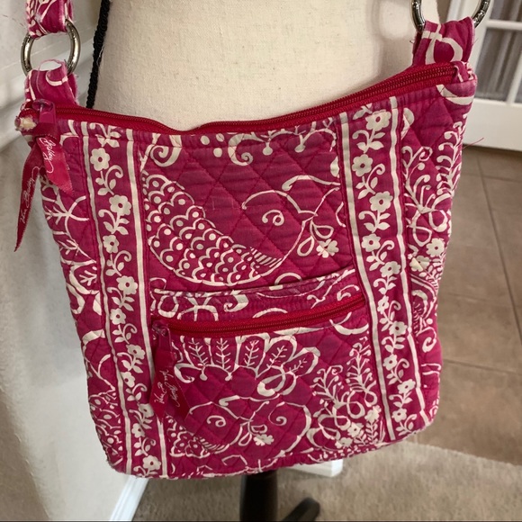Vera Bradley twirly birds pink 2010 crossbody quilted cloth bag - Picture 1 of 16
